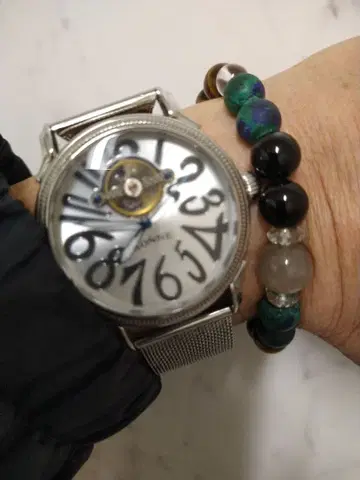 특가! 기계식 자동 와인딩 시계 (수동 와인딩 겸용) 실버 오픈 하트