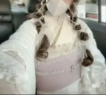 레이스 화이트 유카타 오비 세트