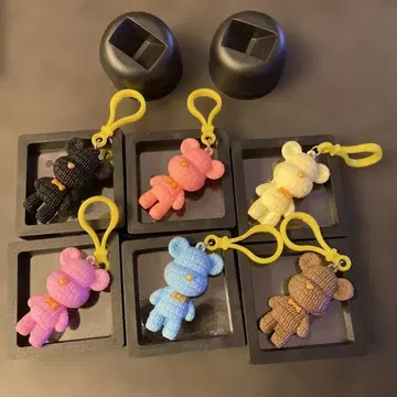 6개 곰 모양 실리콘 키링 세트