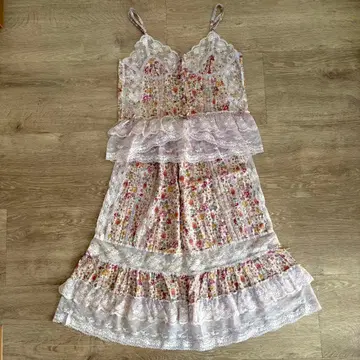 아키아카네 레이스 빈티지 룸웨어 꽃무늬 셋업