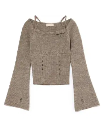 andmary Baby ribbon knit tops gray