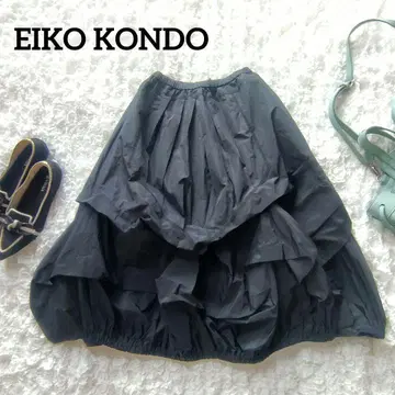 새상품급 EIKO KONDO 블랙 프릴 변형 스커트 비대칭