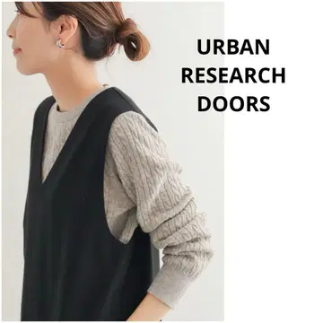 URBAN RESEARCH DOORS 울 혼방 케이블 컴팩트 니트