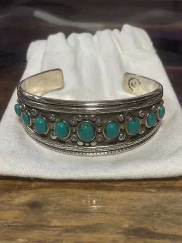 터콰이즈 실버 도금 뱅글 팔찌