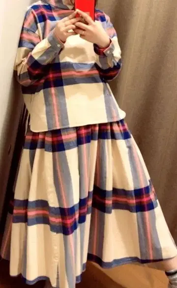 빔즈 보이 빅 타탄 상하의 셋업 컬러 에크루