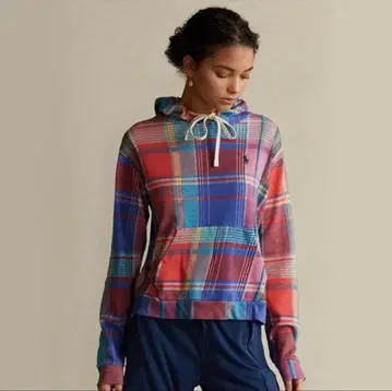 [하자품] 폴로 랄프 로렌 마드라스 체크 후드티 풀오버 XS