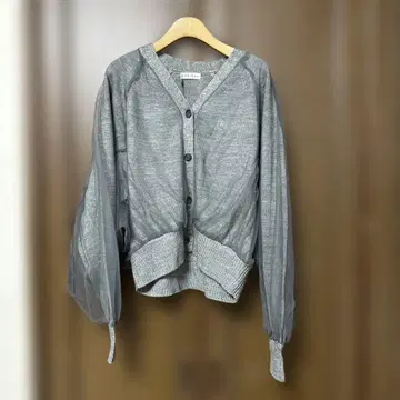 새상품급 CYNICAL 튤 도킹 가디건 시니컬