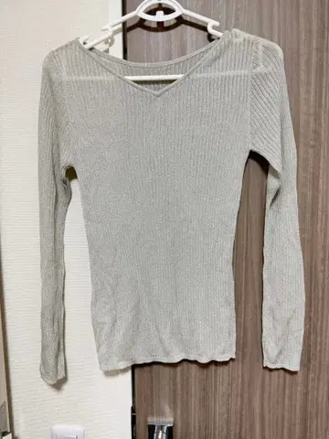 그레이 V넥 리브 긴팔 상의 사이즈 38