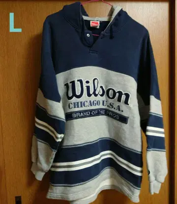 [남성용 L] Wilson 후드 부착 후드티 네이비/그레이