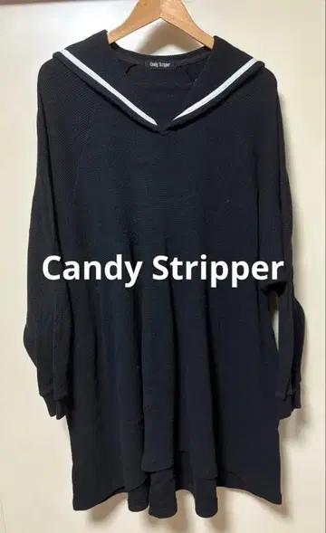 캔디 스트리퍼 세일러 카라 블랙 긴팔 상의
