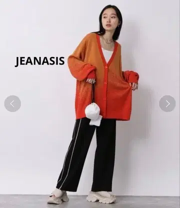 택 포함 새상품 지나시스 미스트 그라데 가디건 오렌지 루즈핏