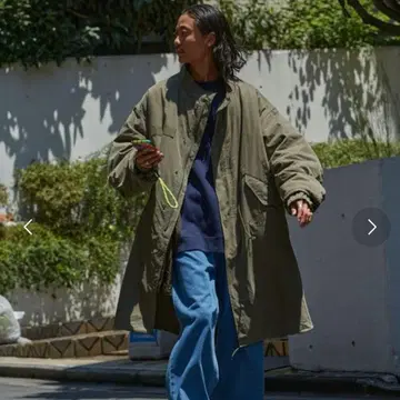 올리브 모즈 코트 & 퀼팅 라이너 세트