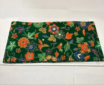 순수 실크 크레이프 원단 선명한 빙가타 나고야 오비 그린 컬러