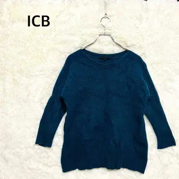 아이시비 울 니트 스웨터 S 블루 긴팔 U넥 S사이즈