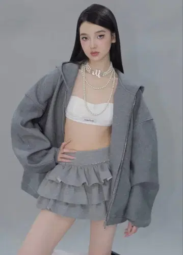 반짝이는 프릴 큐롯 미니스커트 (그레이)