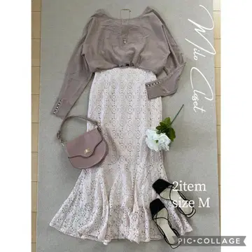 연한 복숭아색 스커트 세트 여성용 의류 묶음 판매 셋업 코디 판매 페미닌