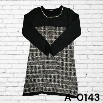 [ 새상품급 ] JILL MARIE 니트 원피스 트위드 체크 무늬 M