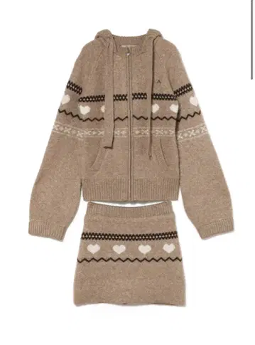 andmary Heart knit set up beige