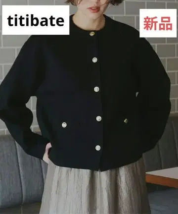 [새상품] titibate 골드 버튼 니트 가디건 블랙 M