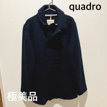 [ 컨디션 최상 ] quadro 울 피코트 사이즈 2 다크 블루 일본제