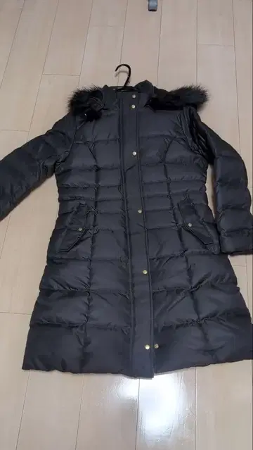 IEDIT 이디트 후드 부착 블랙 롱 다운 자켓