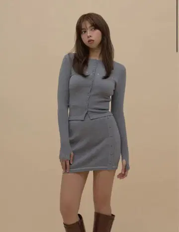 Mary 로고 가디건 세트 업