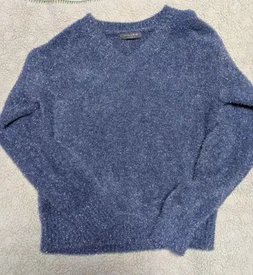 UNITEDARROWS 블루 V넥 라메 니트