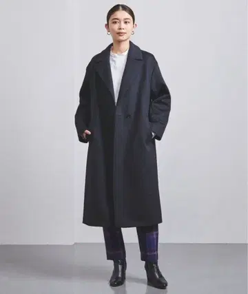 UNITED ARROWS 테일러드 코트 네이비 아우터 울