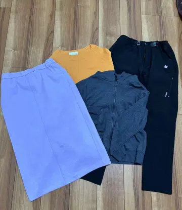 브랜드 여성용 의류 4종 세트 니트 스커트 후드티 팬츠