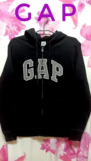 GAP 집업 후드티 로고 블랙 속기모 S