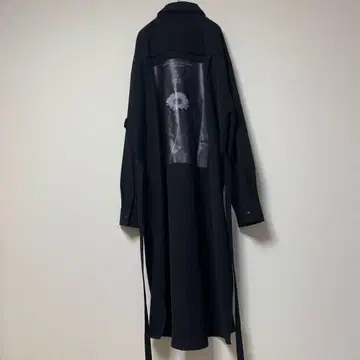 [ minsobi ] 플라워 롱 셔츠 코트 롱 기장 슬릿 블랙 꽃