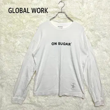 글로벌 워크 T셔츠 반팔 크루넥 화이트 프린트 S사이즈