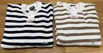 새상품 유니클로 남성용 미들 게이지 크루넥 스웨터 2벌 세트