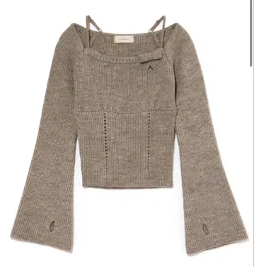 andmary Baby ribbon knit tops gray