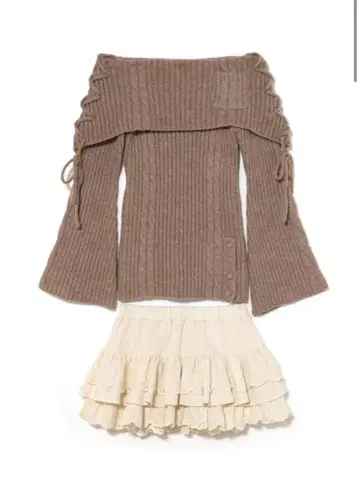 andmary Corrie lace knit set up mocha