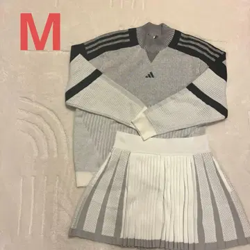 아디다스 골프 니트 플리츠 스커트 세트 M 사이즈