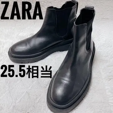 ZARA 통굽 남성용 리얼 가죽 사이드 고어 부츠 블랙 숏부츠