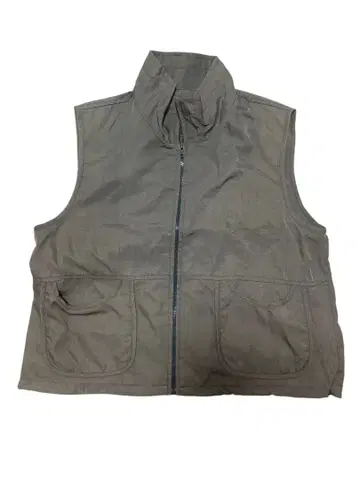 지퍼 베스트 카키 여성용 드로 코드 부착 아메카지 y2k