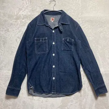 오카야마 데님 Strike Gold 데님 셔츠 셀비지 일본제 빨간 귀 M
