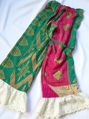 칸타 퀼트 랠리 퀼트 칸타 퀼트 팬츠 빈티지 핸드메이드