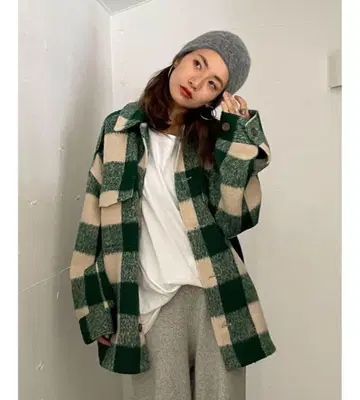 ungrid 샤기 체크 빅 셔츠