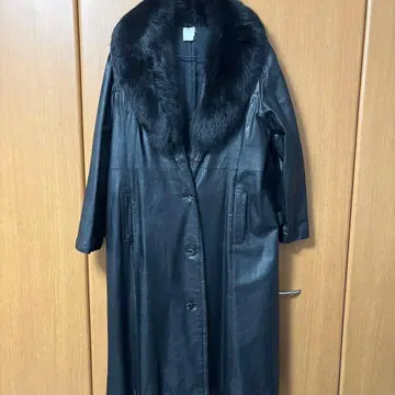 카우 레더 소가죽 롱 코트 퍼 포함