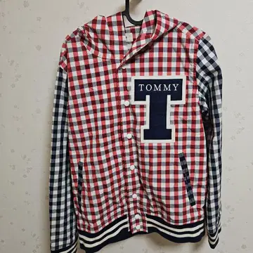 TOMMY 후드 부착 체크 자켓