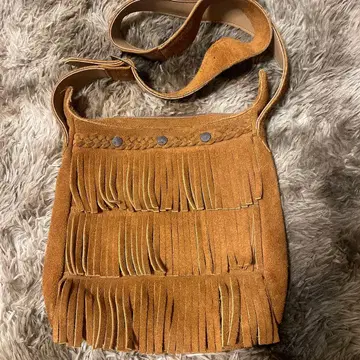 MINNETONKA 프린지 천연 가죽 숄더백 브라운