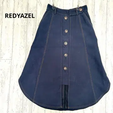 레이디 아젤 REDYAZEL 데님 디자인 스커트 [ M ] 슬릿 네이비
