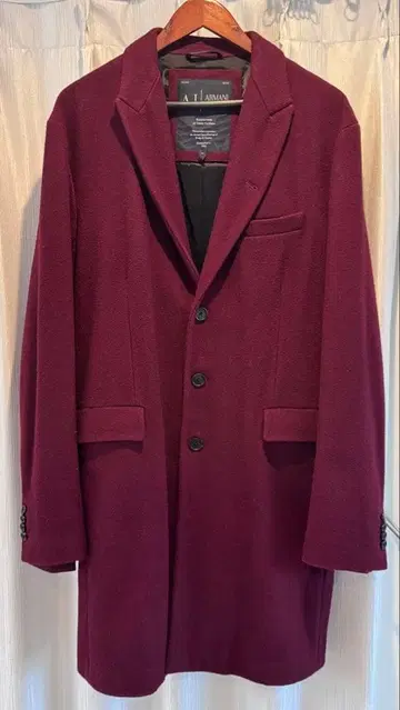 Armani Jeans 체스터 코트 버건디
