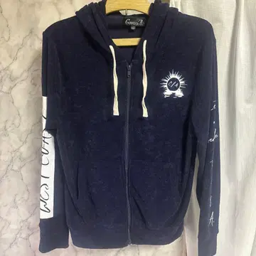 네이비 풀 집업 플리스 후드티