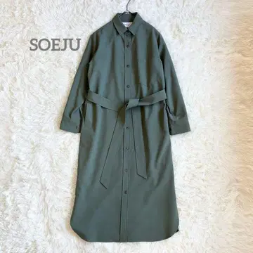 미사용급 SOEJU 소프트 옥스 셔츠 원피스 M 카키 현행 모델