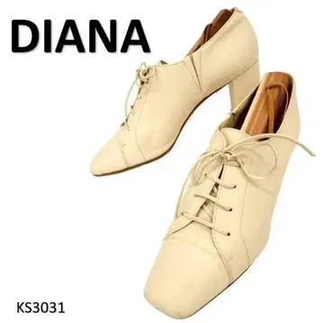 다이애나 스퀘어토 부티 레이스업 천연 가죽 가죽 23.5cm