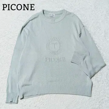 피코네 니트 얇은 소재 스웨터 로고 루즈핏 일본제 라이트 그린 F